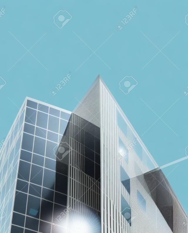 Perspectief en onderkant hoekzicht op structuurachtergrond van modern kantoor