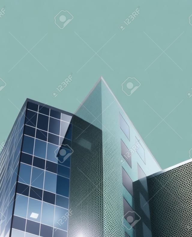 Perspective and underside angle view to textured background of modern office
