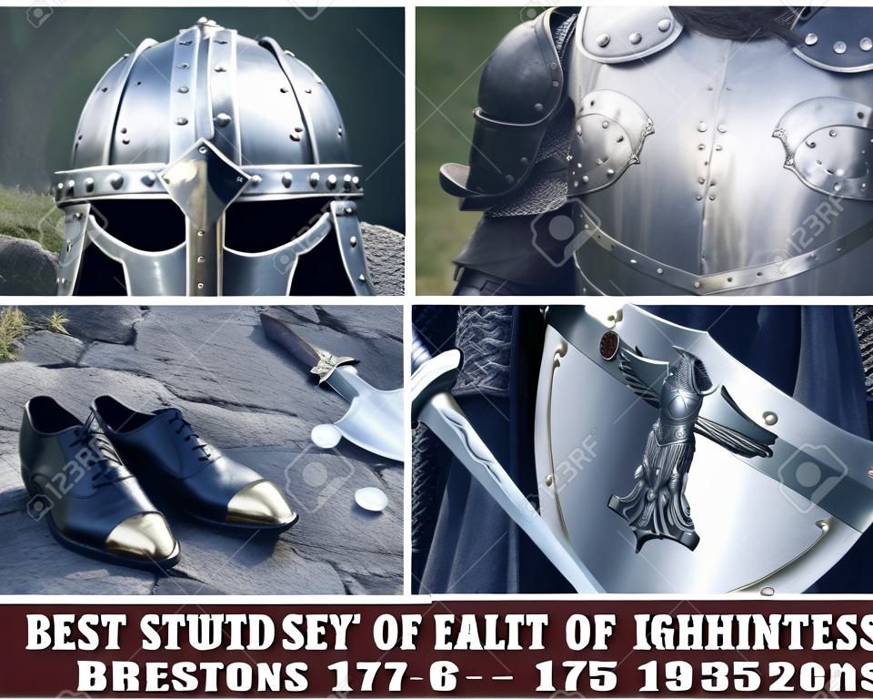 Armor of God with Helmet of Salvation, Breastplate of Righteousness, Belt of Truth, Shoes of Readiness, Sword of the Spirit and Shield of Faith from Ephesians 6:13-17 Bible verse