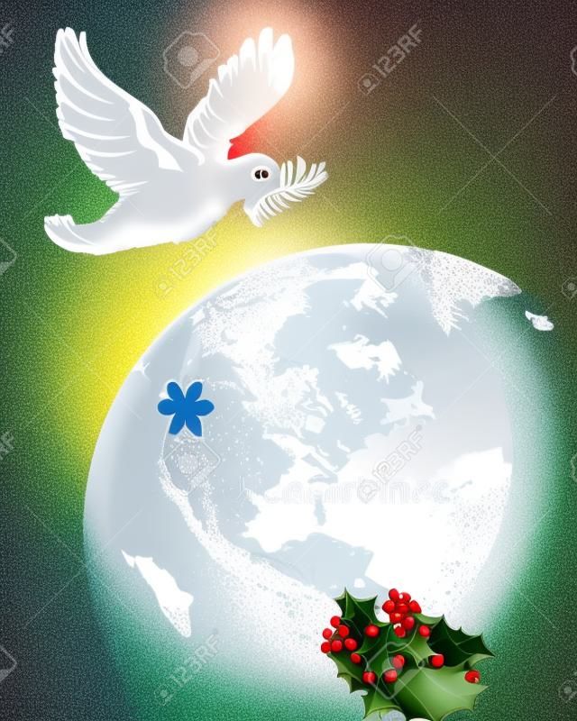 Paloma de la paz de Navidad y tierra globo Clipart ilustración