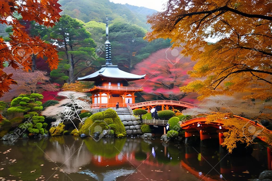 秋の醍醐寺の象徴的な表示。京都、日本。1994 年以来世界遺産