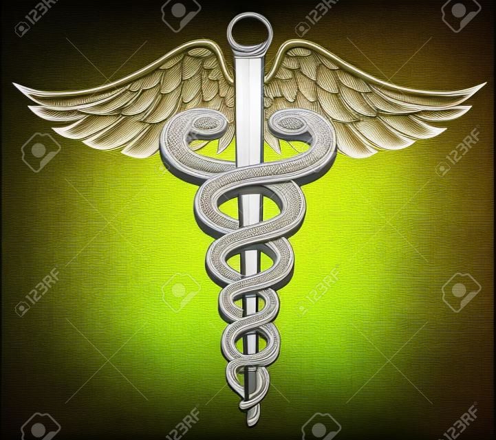 Símbolo médico del caduceo con las serpientes y las alas