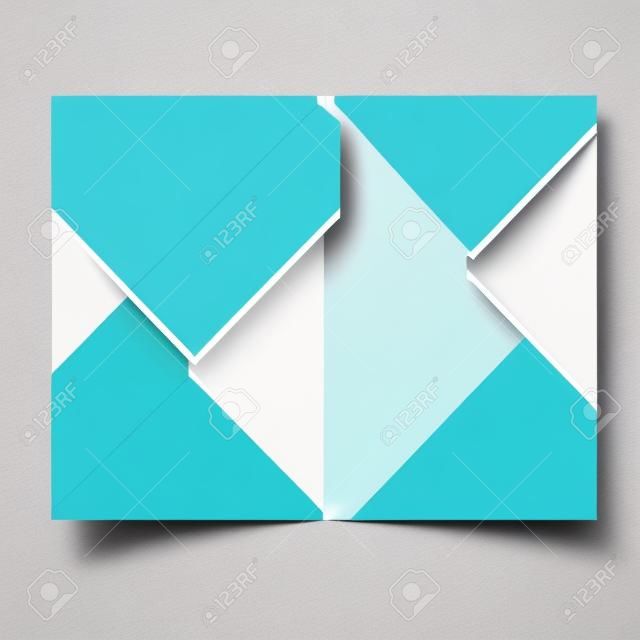 white tri-fold brochure design template with abstract geometric background. Tri-Fold Mock up and back Brochure Design with triangles. 