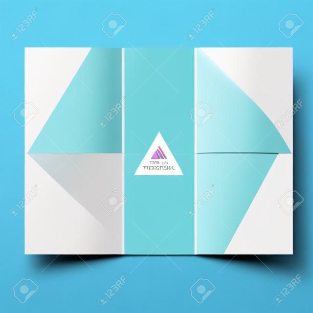 white tri-fold brochure design template with abstract geometric background. Tri-Fold Mock up and back Brochure Design with triangles. 