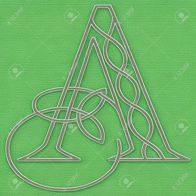 Pierwsza litera A w stylu celtyckim z węzłem koniczyny