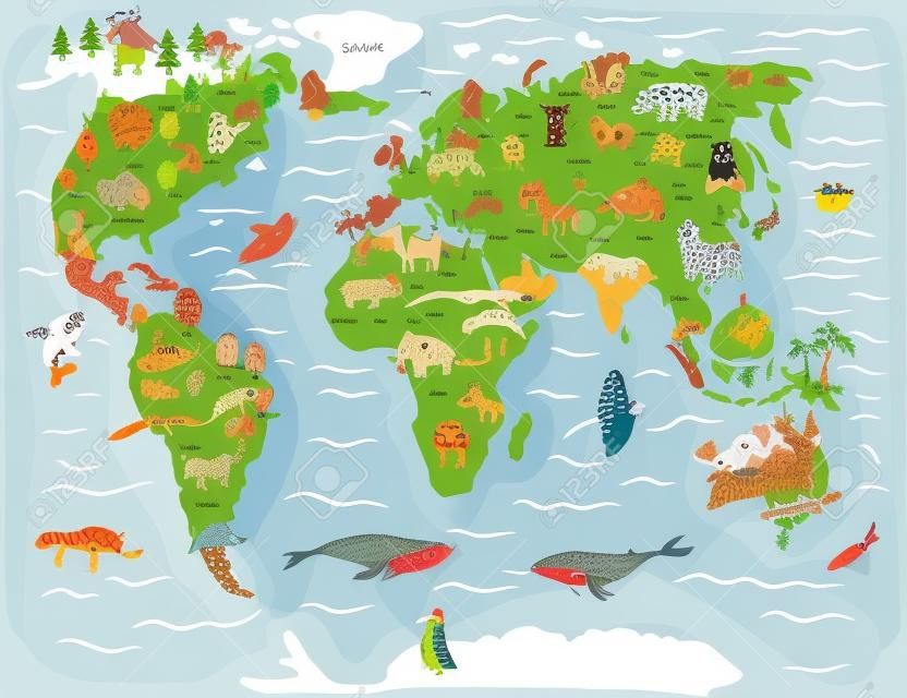 Tierwelt. Funny Cartoon-Karte. Farbige Abbildung