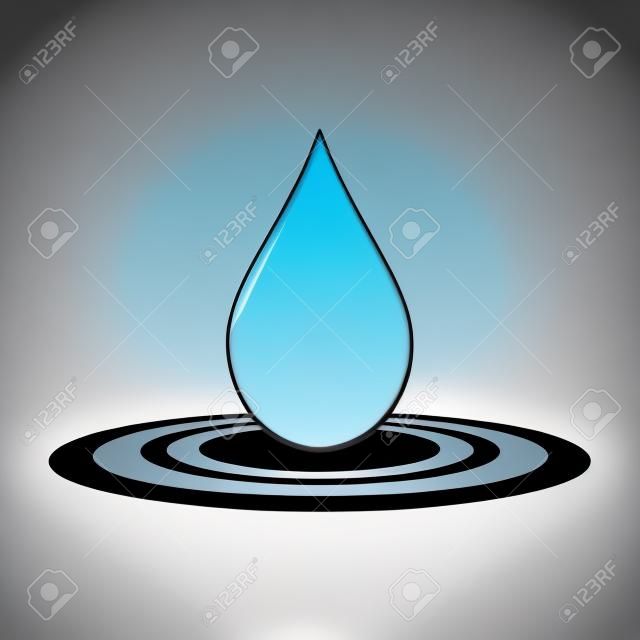 Kropla wody czarne proste ikonę na białym tle