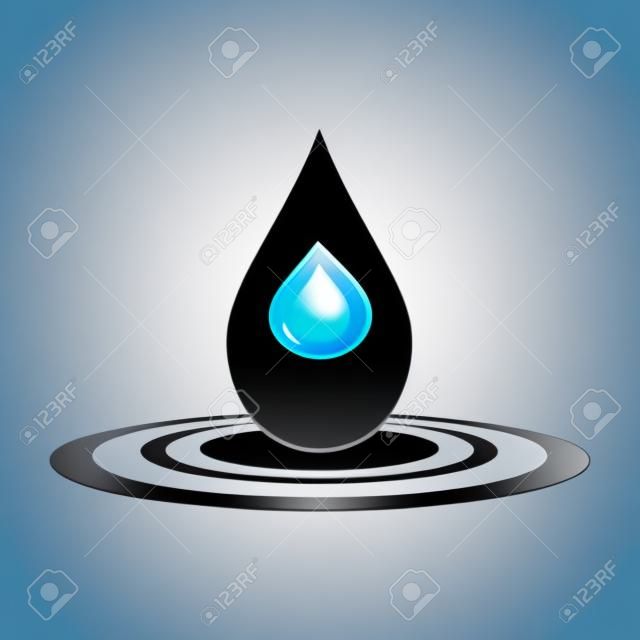 Kropla wody czarne proste ikonę na białym tle