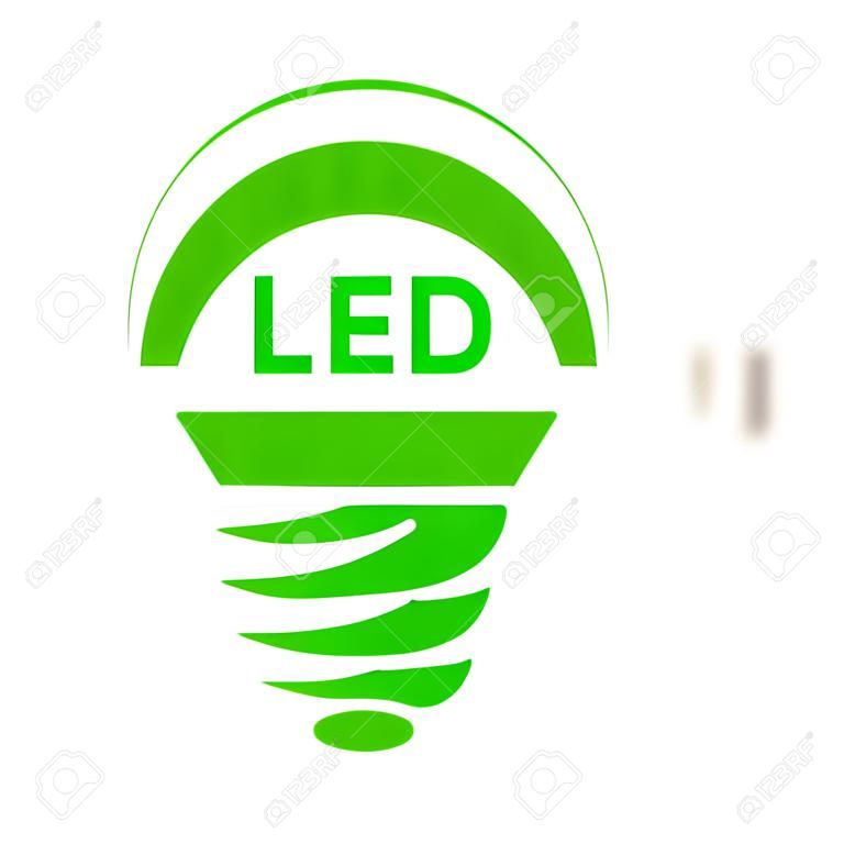 Ikona żarówki LED w prostym stylu na białym tle