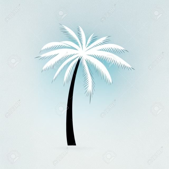 Icona dell'albero del cocco nello stile semplice su un fondo bianco
