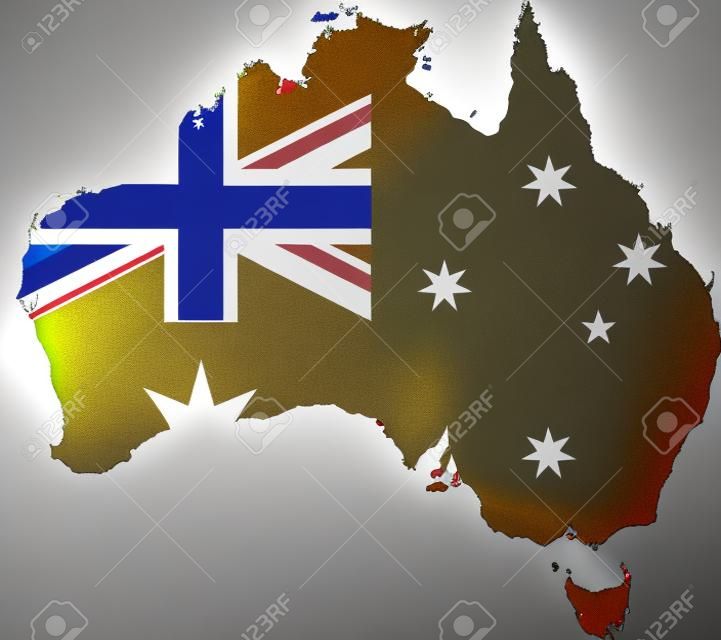 Australia map and flag isolated vector in official colors