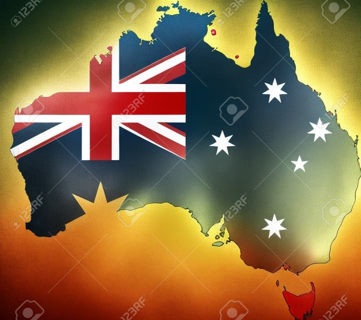 Australia map and flag isolated vector in official colors