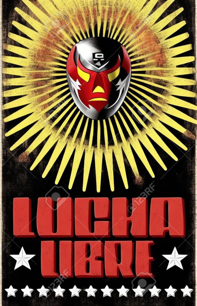 Lucha Libre - lutte texte espagnol - Mexique masque de lutteur - affiche