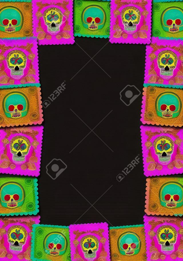 死亡五顏六色的海報模板的墨西哥日 - 框架