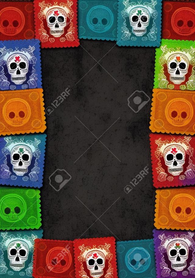 墨西哥死亡之日彩色海报模板-框架