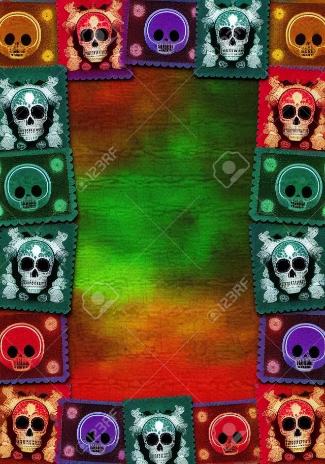 墨西哥死亡之日彩色海报模板-框架