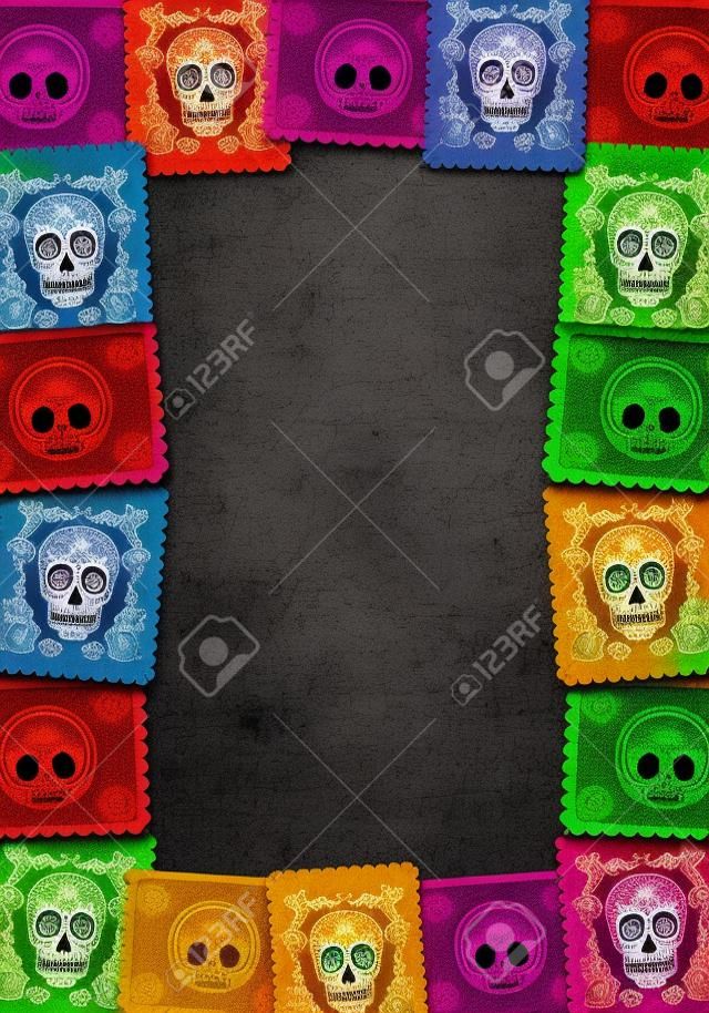 Ölüm renkli afiş şablonu Meksika Günü - çerçeve