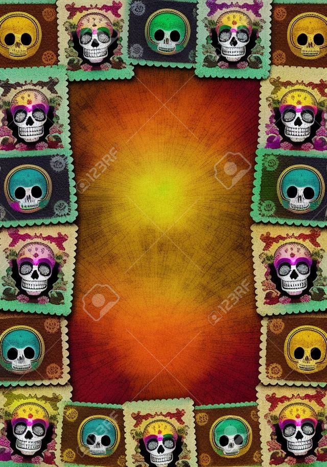 Mexican Day of the Death colorful poster template - frame