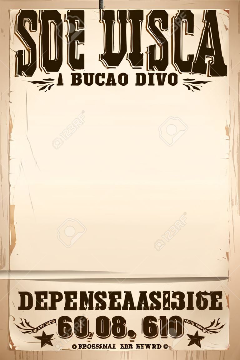 Se busca vivo o muerto, Wanted dead or alive poster template di testo spagnolo - Un milione di ricompensa