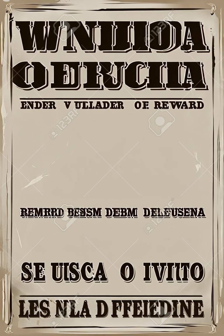 Se busca vivo o muerto, Wanted manifesto modello di testo spagnolo vivo o morto - Un milione di ricompensa