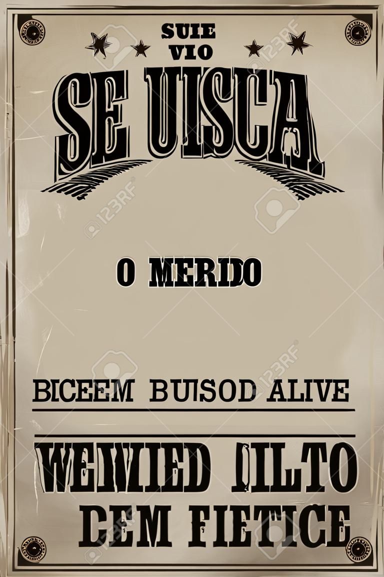Se busca vivo o muerto, Procurado morto ou vivo cartaz modelo de texto espanhol - Um milhão de recompensa