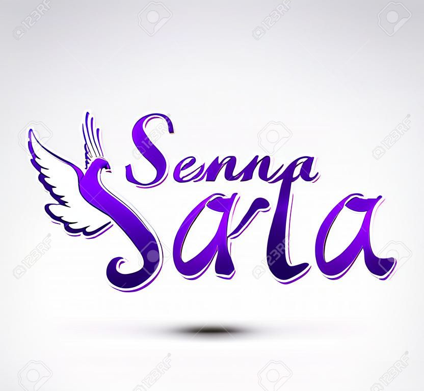 Semana Santa - Settimana Santa testo spagnolo - Dove vector lettering, tradizione religiosa latina prima di Pasqua