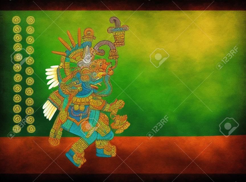 Quetzalcoatl Mayan Aztec Deity God Illustration.
