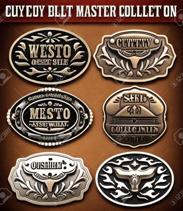 Estilo ocidental Cowboy Belt Buckle Label Master Collection Set.