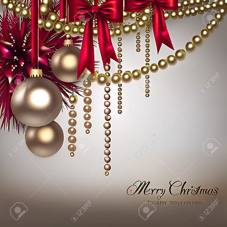Элегантный фон Рождество с золотой гирляндой. Векторная иллюстрация