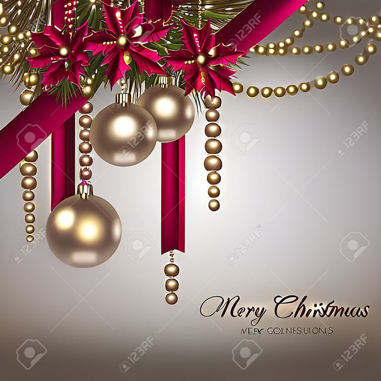 Elegante Weihnachten Hintergrund mit goldenen Kranz. Vektor-Illustration