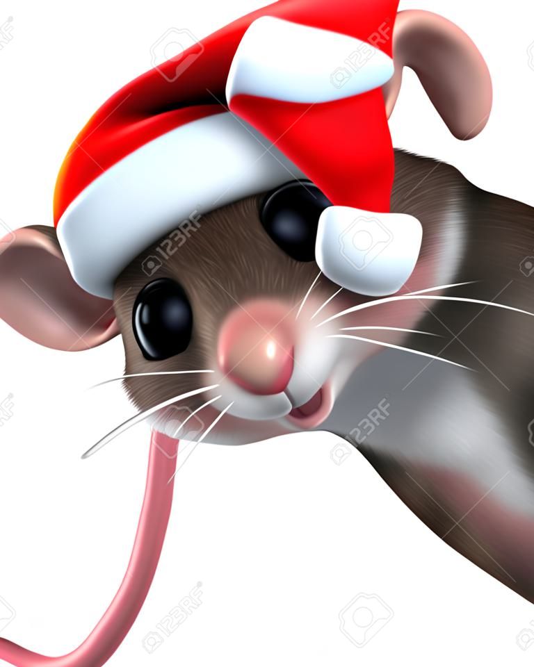 Mouse character with santa hat