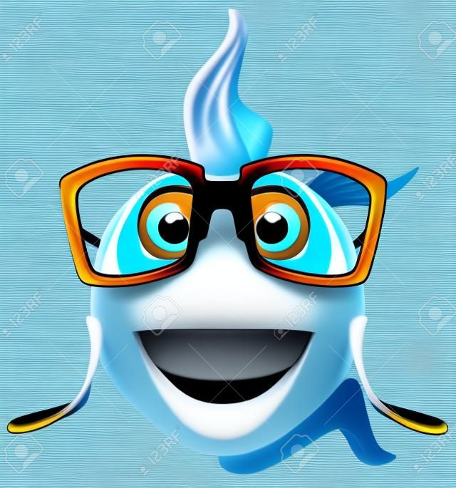 poissons de bande dessinée avec des lunettes