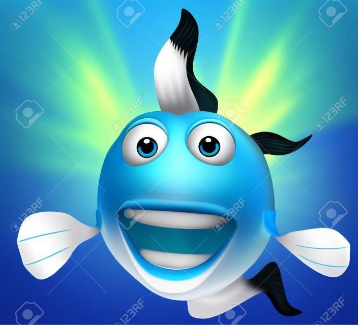 Dibujos animados de pescado está sonriendo