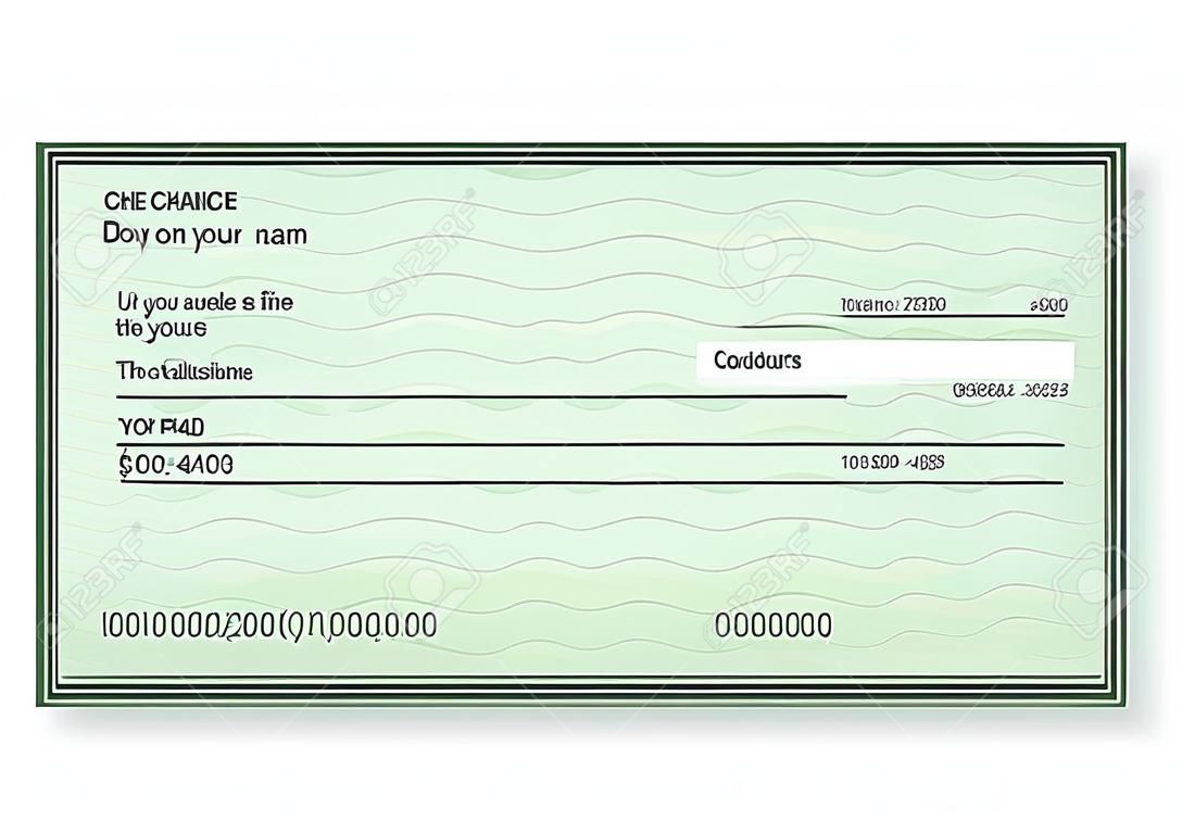 Bank check on a white background. Vector illustration.