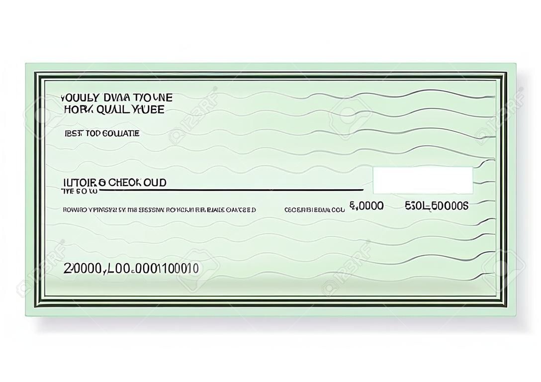 Bank check on a white background. Vector illustration.
