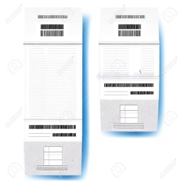 Printed receipts on a white background. Vector illustration.