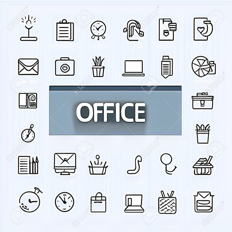 Office - minimal thin line web icon set. Outline icons collection. Simple vector illustration.