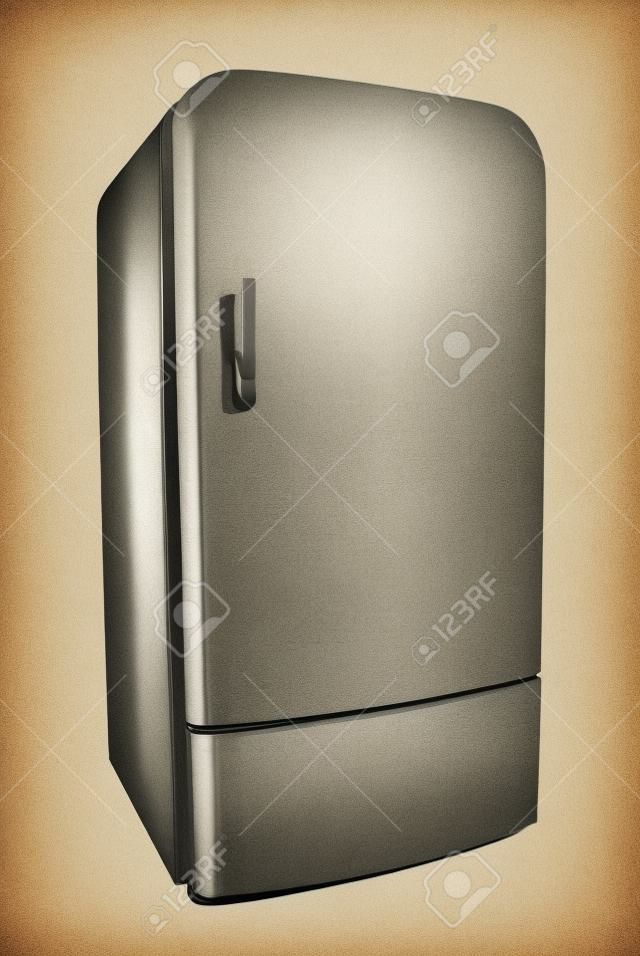 Weinlese-Kühlschrank isoliert auf weißem Hintergrund