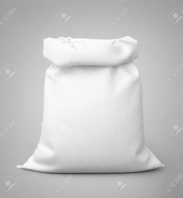 白色帆布袋，白色背景上有完整的稻谷
