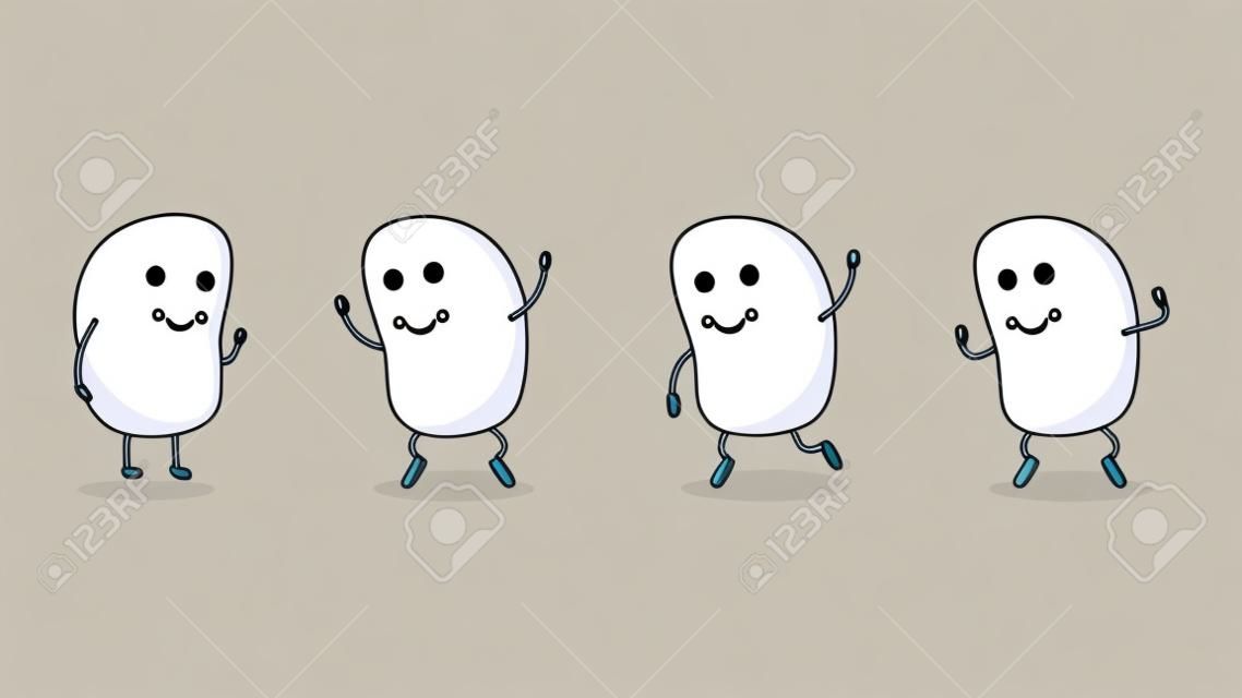 Tofu cartoon vector. soy bean character. wallpaper. free space for text.