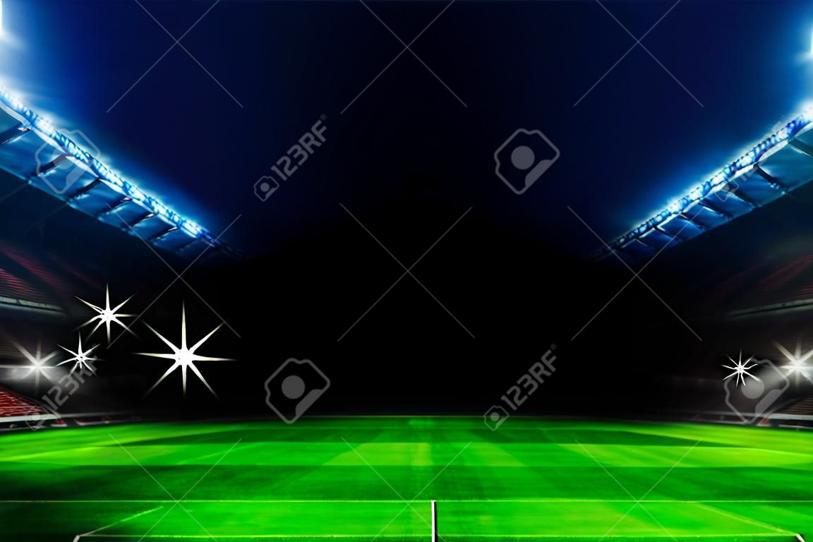 światła na stadionie piłkarskim podczas nocnego meczu