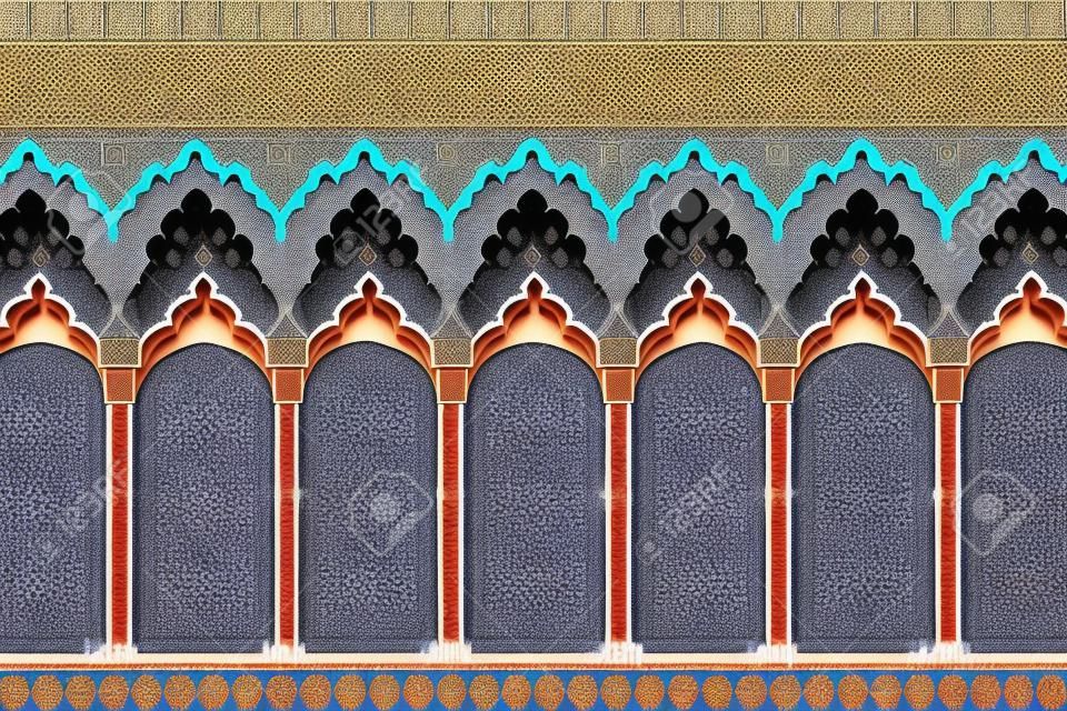 이슬람 서 예 및 다채로운 기하학적 인 패턴 모로코입니다.