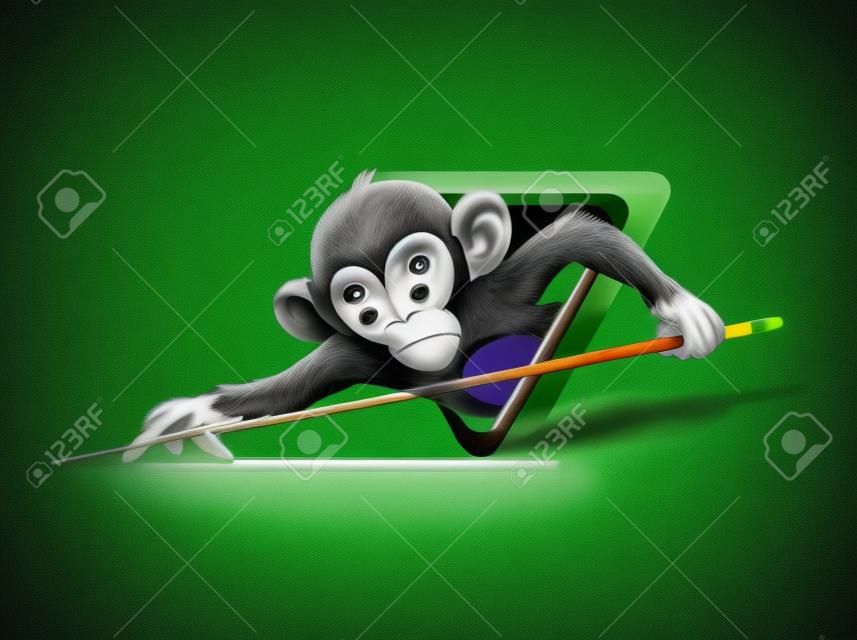 Una scimmia molto divertente che gioca a biliardo