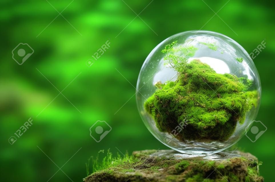 苔藓和玻璃球