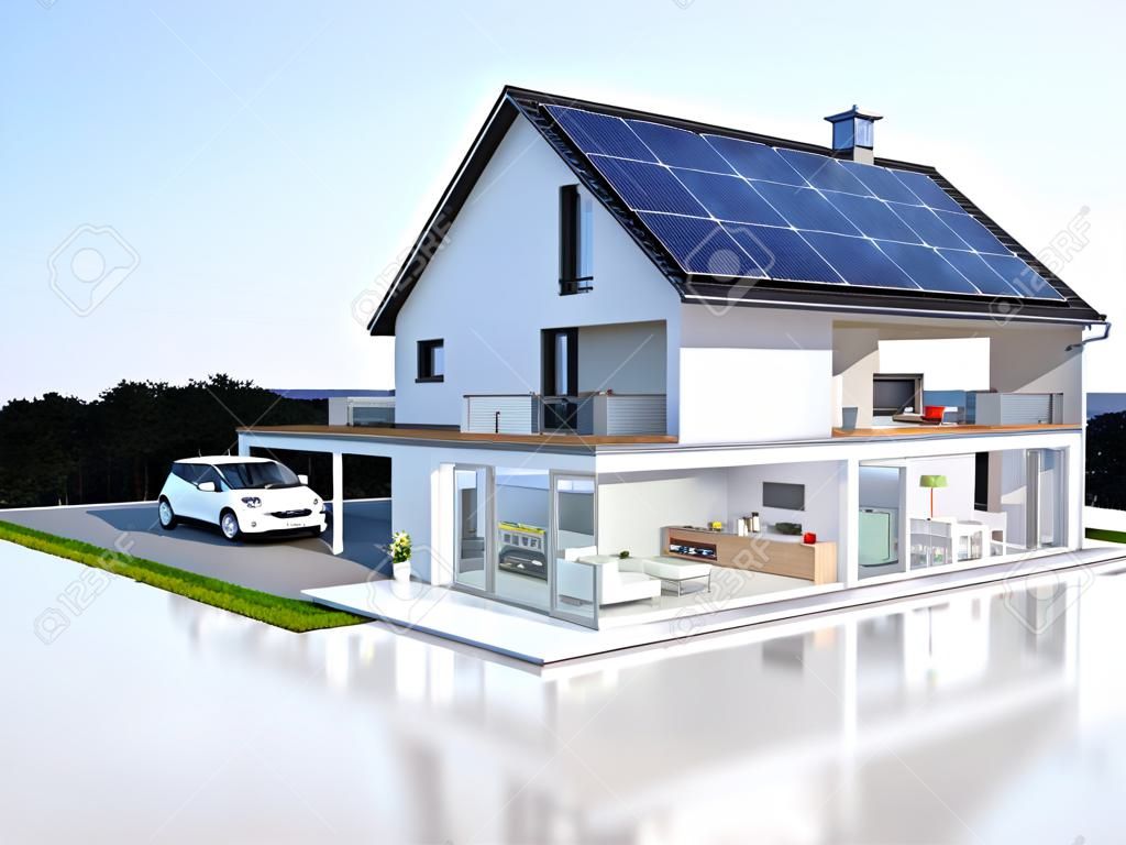 Pokrojony dom z układem słonecznym