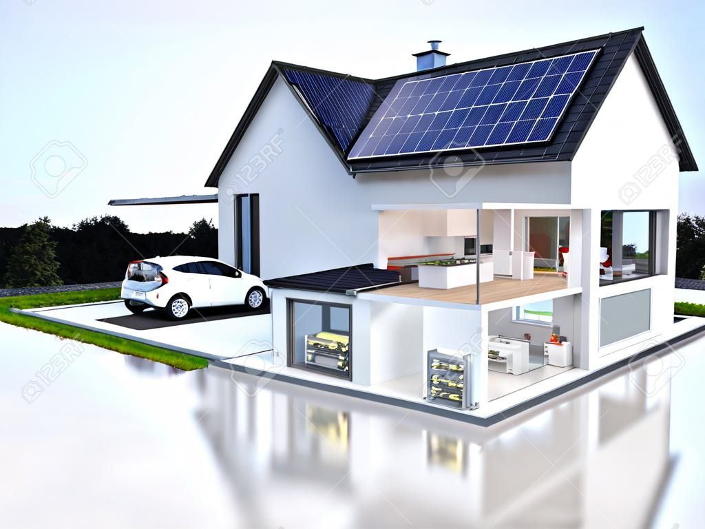 Pokrojony dom z układem słonecznym