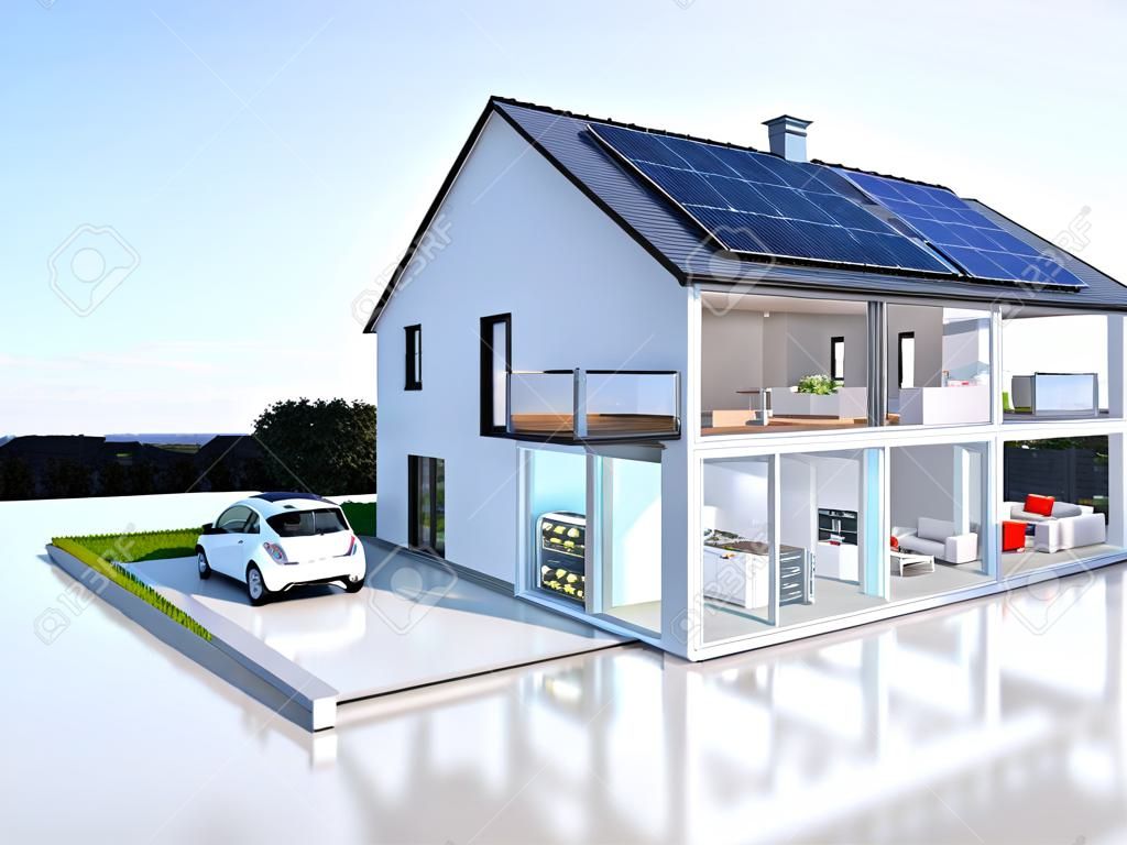 Sliced house with solar system