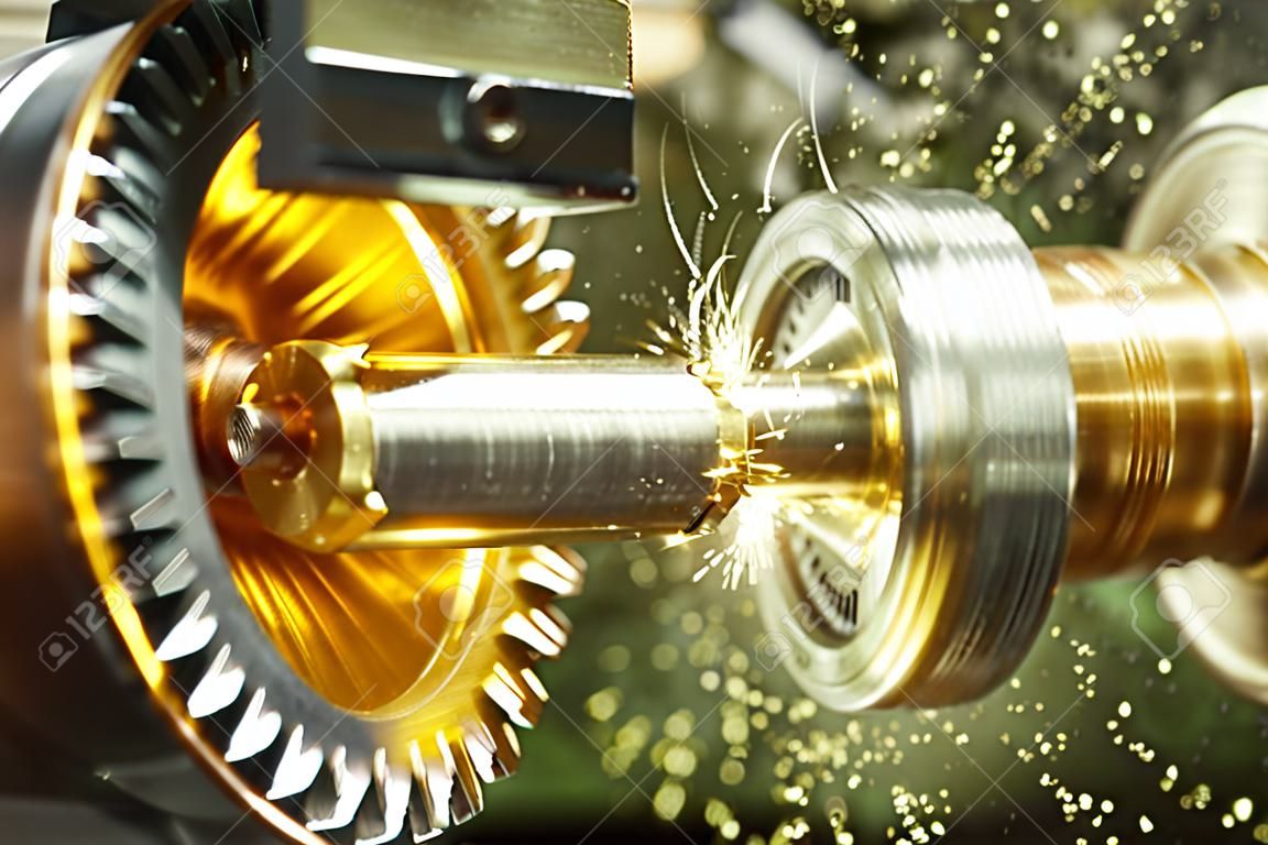 metalworking industry. tooth gear cogwheel machining by cutting mill tool.