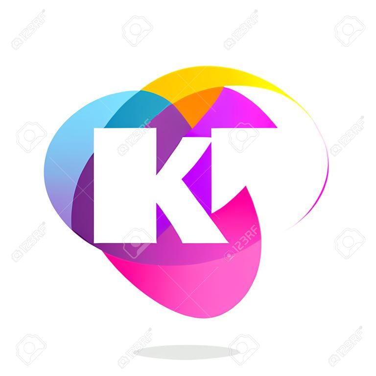 K letter with ellipses intersection logo. Abstract trendy multicolored vector design template elements for your application or corporate identity.