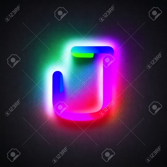 J letter logo made of multicolor gradient neon line. Vector bright icon for multimedia labels, nightlife headlines, cinema posters, casino advertisement etc.